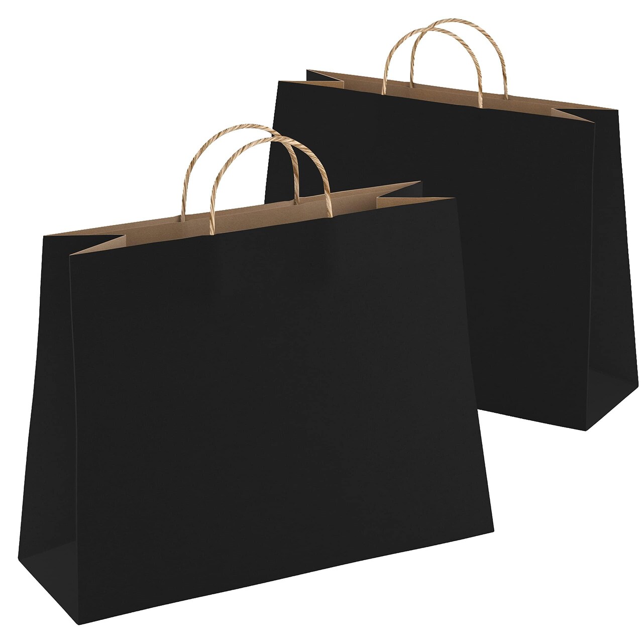 Kraft Paper Bags with Handles 16 x 6 x 12 Inch Pack of 25 Black Bags with Handles Recyclable Sturdy 150 GSM Kraft Bags Stylish and Classy Brown Paper Bags with Handles Bulk